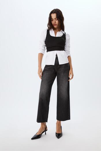 Stradivarius D96 cropped straight-fit jeans