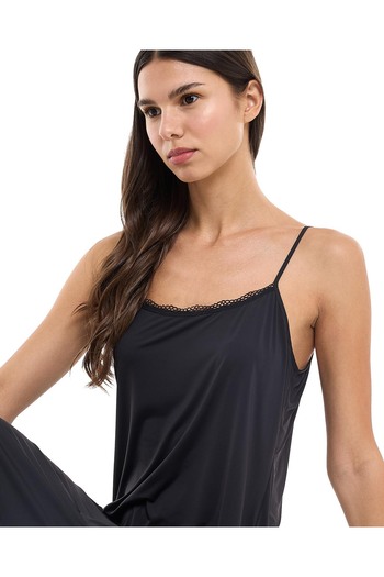 R&B Lace Trim Strappy Nightdress with Scoop Neck
