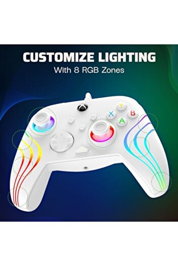 Pdp AFTERGLOW XBX WAVE WIRED Controller WHITE for Xbox Series X|S, Xbox One, Officially Licensed