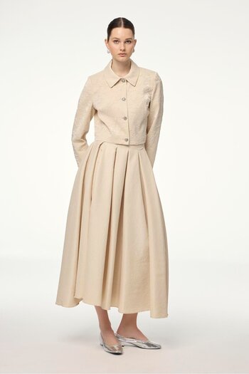 Zühre Textured Jacket Skirt Ecru Double Suit Tk-1656