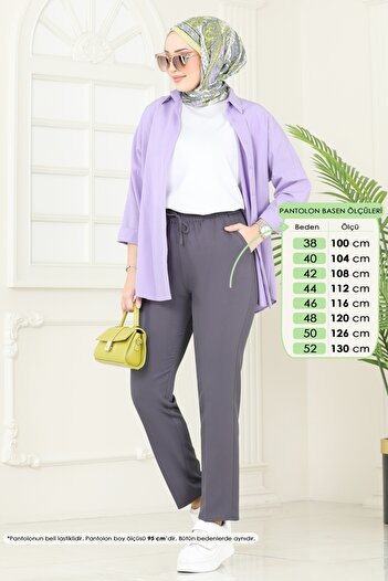 ModaMerve Elastic Waist Trousers 6626Yg95-Ms Anthracite