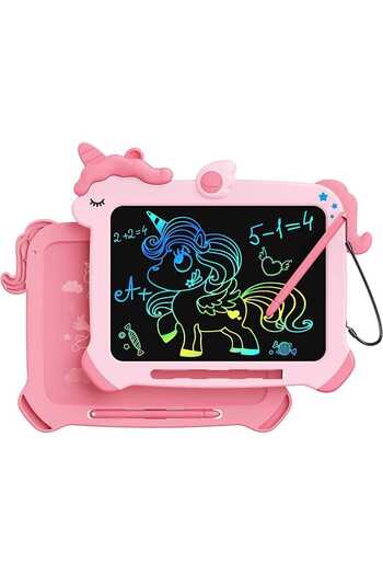 Elindor 8.5 inch LCD drawing tablet, unicorn pattern, pink