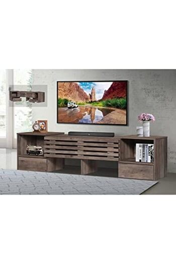 BAYTI Baiti Malaysian Wooden TV Table with Movable Drawers in Brown Color (160×40×42 cm, Multiple)