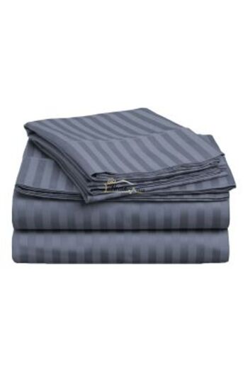 HomePuls Elastic Fitted Sheet Damask Cotton 100% Striped 1 cm, 210 x 250 cm for Mattress 160 x 200 cm, Anthra
