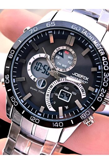 Joefox Steel Cord Digital and Analog 2 Year Guarantee 3 Atm Water Resistant Men Wristwatch Joe.Cl01