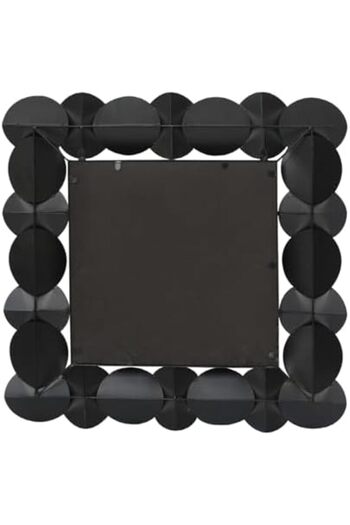 Vanity Living Wall Mirror with Small Circled Pattern, Square Design - Gun Metal Finish, Decorative A