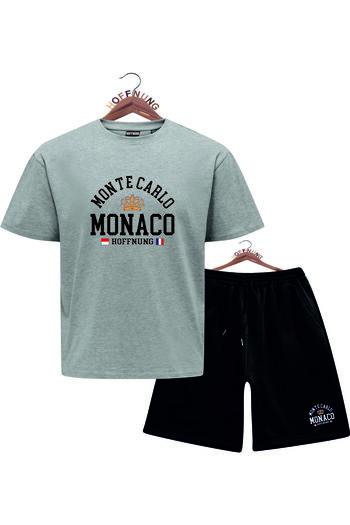 HOFFNUNG Unisex Men/Women Crew Neck Monte Carlo Monaco Printed Bottom Top Tracksuit Suit