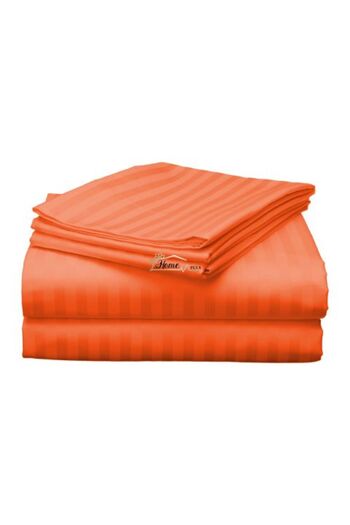 HomePuls Bed Sheet for 2 Persons Damask Polycotton Stripe 1 cm, 220 x 230 cm, Coral Red