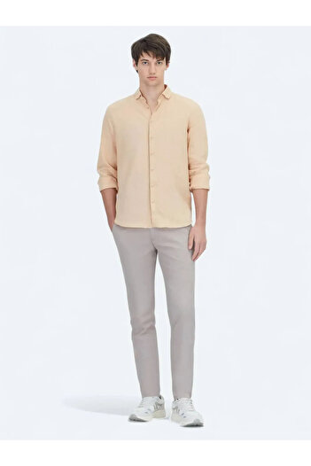 Kip Saffron Plain Woven Casual Cotton Blend Shirt