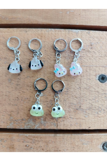 LORESİMA AKSESUAR Sanrio 3 Pairs Children's Steel Earrings