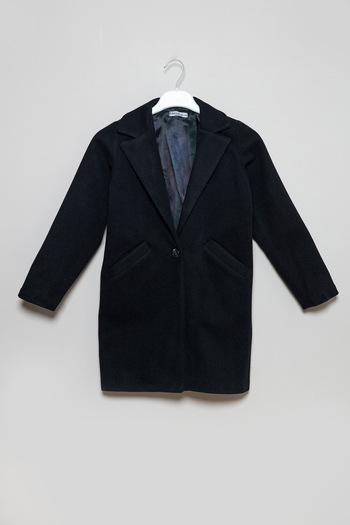 Fulla Moda Buttoned Double Breasted Collar Girl's Cashmere Coat
