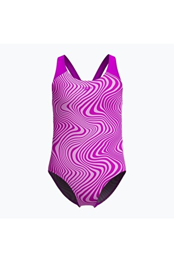 SPEEDO Digital Allover Anti-Splash Diva Girl's Swimsuit Purple