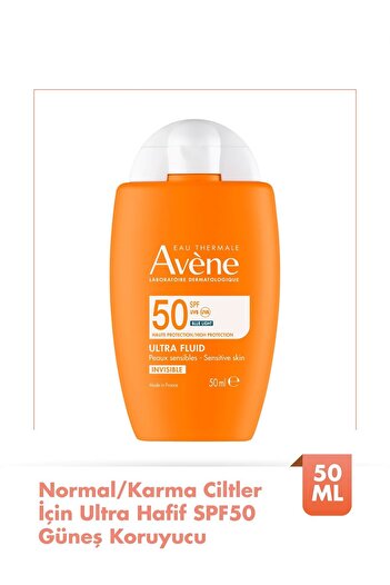 Avene Ultra Fluid Invisible SPF50 Normal ve Karma Ciltler İçin Güneş Kremi 50 ml