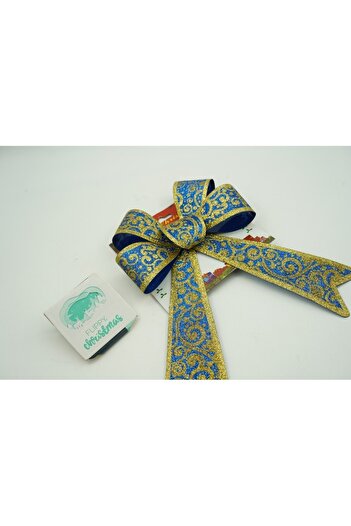 Teo Funda pentru brad, Albastra, model spiralat, cu margini aurii, 15 x 23 cm, PVC,