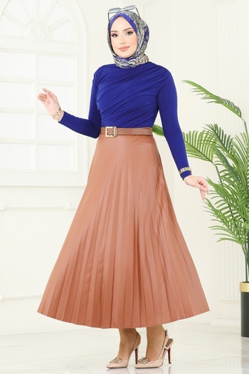 ModaMerve Drapeli Hijab Blouse 4725Ayd574-Ms Saks