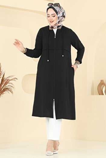 ModaMerve Ribbed Hijab Cap 8003Bm387-Ms Black