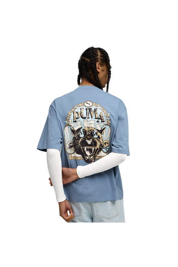 Puma Graphic Tee Erkek Mavi Günlük Stil T-Shirt 63211834