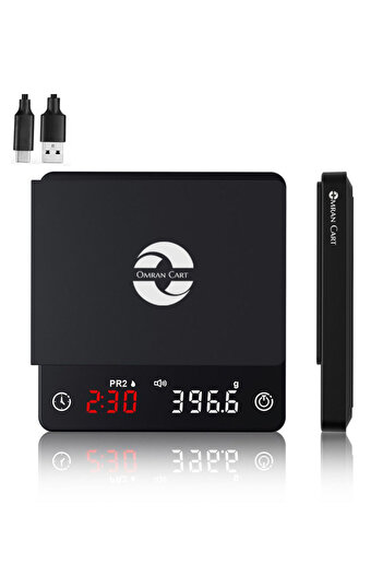 Omran Cart Coffee Scale Mini 0.1g Accuracy, Auto Timer, Dual Color Led Display, USB-C Rechargeable Upto 2kg