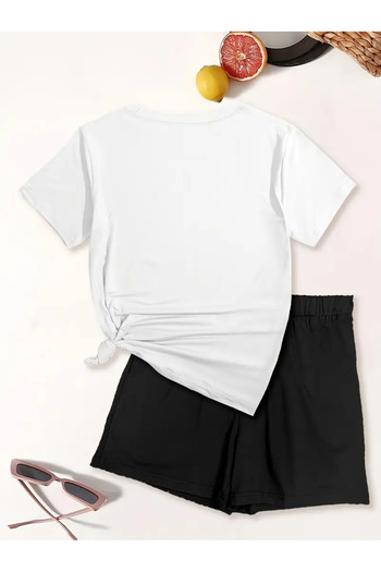 AEMİ Women's Aperol Printed Oversize T-Shirt Shorts Set