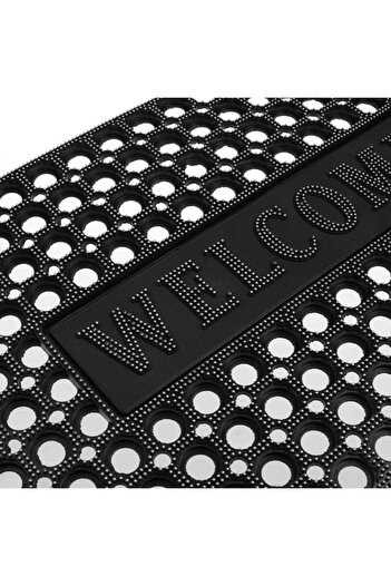 TOPI TOY Black rubber entrance mat with perforated pattern Home, 75×45 cm