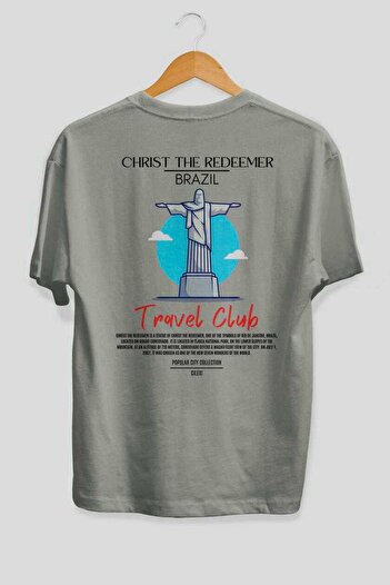 Ankhises Christ the Redeemer Brazil Back Printed Oversize T-Shirt Men Women Cotton Crewneck Tshirt