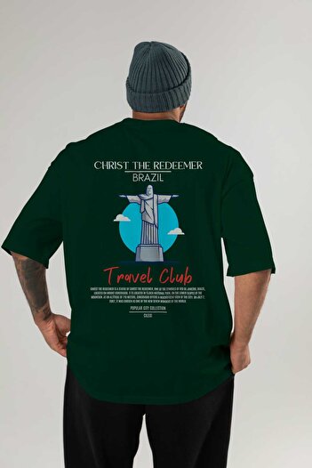 Ankhises Christ the Redeemer Brazil Back Printed Oversize T-Shirt Men Women Cotton Crewneck Tshirt