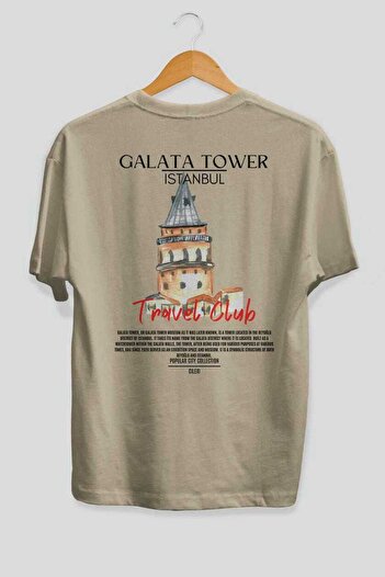 Ankhises Galata Tower Istanbul Back Printed Oversize T-shirt Ανδρικό Γυναικείο Βαμβακερό μπλουζάκι με λαιμόκοψη