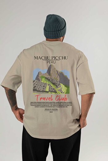 Ankhises Machu Picchu Peru Back Printed Oversize T-shirt Ανδρικό Γυναικείο Βαμβακερό μπλουζάκι με λαιμόκοψη