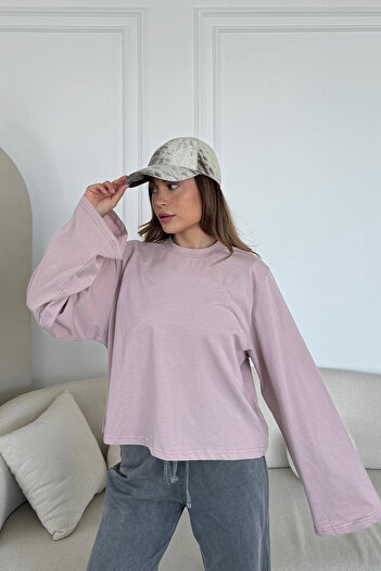 C&City Geniş Kol Oversize 2'li Paket T-Shirt 965 Lila/Sarı