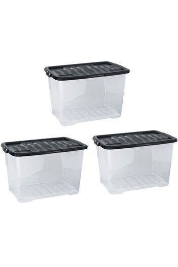 Strata 3-Piece Curve Stackable Storage Box with Lid 65 Liter