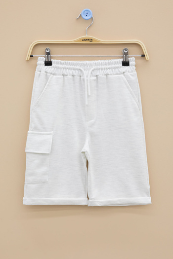 Cansın Mini Light Gray Single Cargo Pocket Boys' Straight Shorts 21119