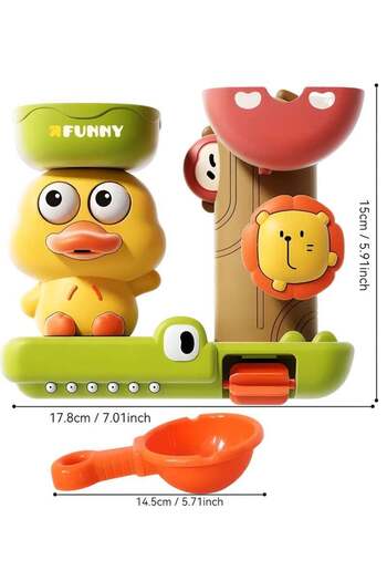 LIXADA Toddler Duck Suction Cup Bath Toy, Rotating, Spraying Multifunctional Interactive Bathtub Toy