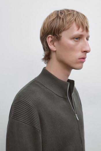 Massimo Dutti Fermuarlı %100 pamuklu hırka