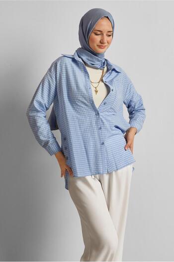 Alvina Plaid Patterned Cotton Tunic 45779