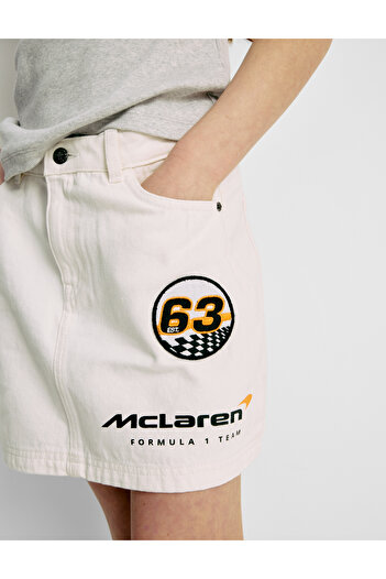 Marks & Spencer McLaren™ F1 Takımı Temalı %100 Pamuklu Denim Mini Etek (2–16 Yaş)