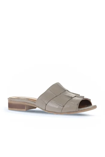 Bueno Shoes Gray Leather Women's Heeled Slippers 01Wn5101