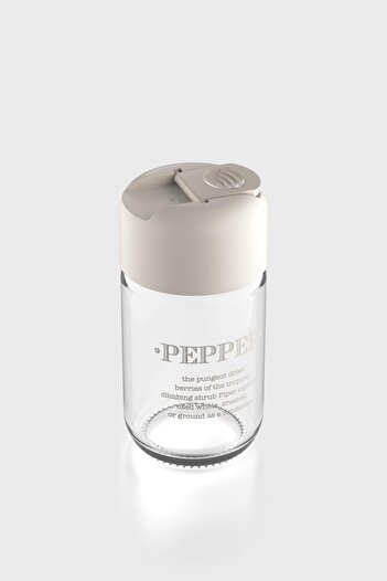 Renga Rita Pepper Yazılı 67 ml Bej Kapaklı Cam Tuzluk-Karabiberlik 122020