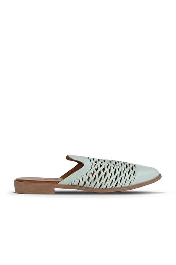 Bueno Shoes Turquoise Leather Women's Flat Slippers 01Wn0103