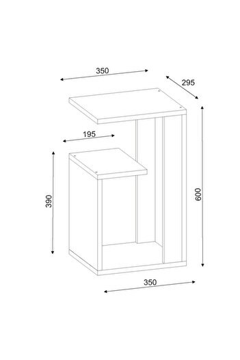 UnicUtil Side Coffee Table, UnicUtil, 35 x 29.5 x 60 cm, Black