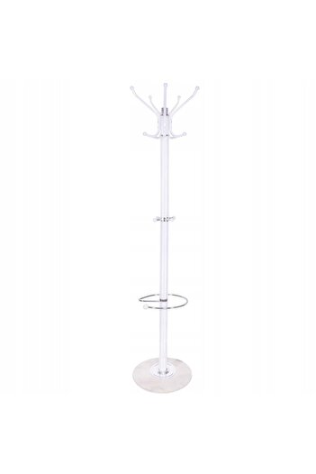 SERSIMO Metal tree hanger with marble base, 14 hooks, 176cm, white