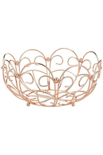Generic Royalford Rose Gold Fruit Basket 250x250x110MM Metal Fruit Bowl, Wire Fruit Basket, Storage for Veg