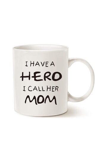 Generic MAUAG Coffee Mug, Ceramic Hero Mom Mug, Funny Best Mother's Day and Birthday Gift, 14 fl oz, White