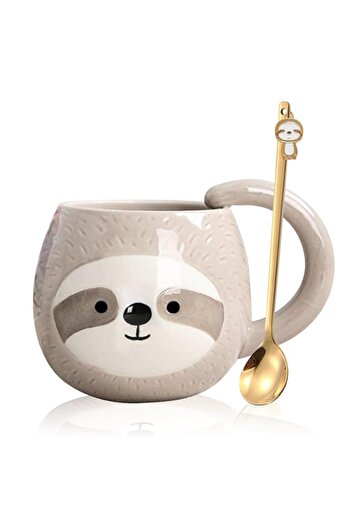 Generic Yalucky Sloth Novelty Coffee Mug Cute Travel Tea Cup Cartoon 3D Ceramic Glasses for Lazy Lovers Fun