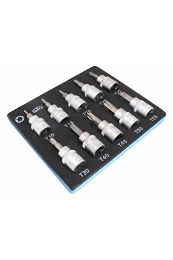 GLOBAL TOOLS CABINET MODULE TORX BIT SET 3/8 T10-T55 LENGTH 50MM