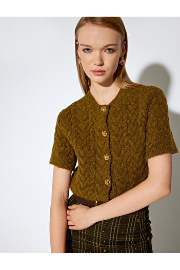 Koton Green Women's Short Sleeve Cardigan