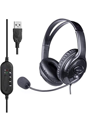 Generic Headset Call Center Headphone with Microphone Noise Cancelling Over Ear Wired Headphone Computer