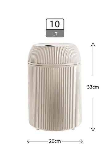 GLUS Çizgili Yuvarlak Çöp Kovası 10 Litre Banyo Mutfak Çöp Kovası Manuel Kapak
