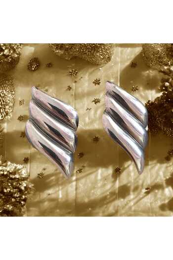feyza collection Vintage Cut Wave Steel Earrings