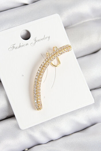 STİLLOVE Brass Zircon Stone Model Gold Color Right Cartilage Earring
