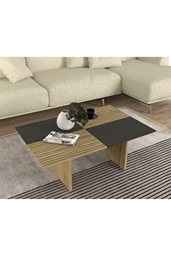 UnicUtil Urban Fusion Coffee Table, UnicUtil, 90 x 60 x 33.8 cm, Anthracite-Natural, UUMC15